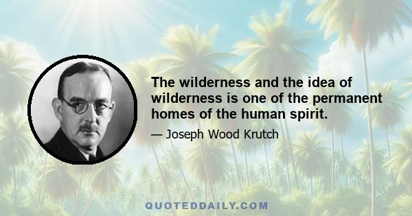 The wilderness and the idea of wilderness is one of the permanent homes of the human spirit.