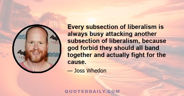 Every subsection of liberalism is always busy attacking another subsection of liberalism, because god forbid they should all band together and actually fight for the cause.