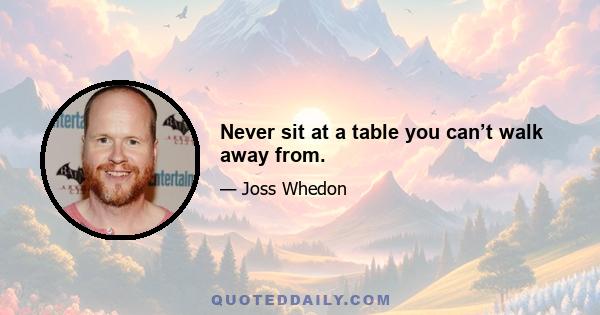 Never sit at a table you can’t walk away from.