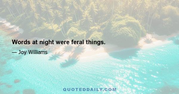 Words at night were feral things.