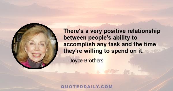 There's a very positive relationship between people's ability to accomplish any task and the time they're willing to spend on it.