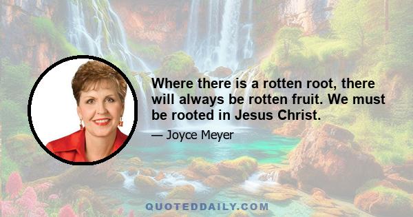 Where there is a rotten root, there will always be rotten fruit. We must be rooted in Jesus Christ.