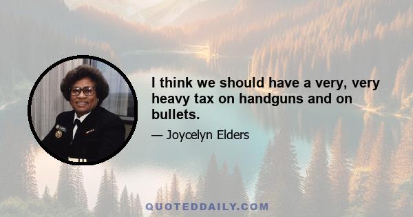 I think we should have a very, very heavy tax on handguns and on bullets.