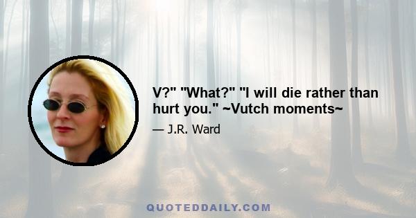 V? What? I will die rather than hurt you. ~Vutch moments~