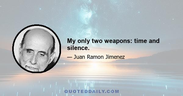 My only two weapons: time and silence.