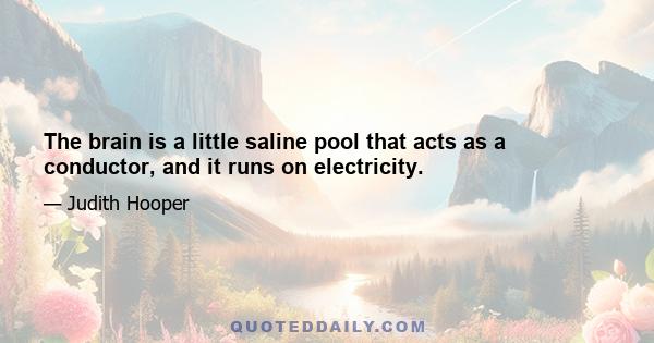 The brain is a little saline pool that acts as a conductor, and it runs on electricity.