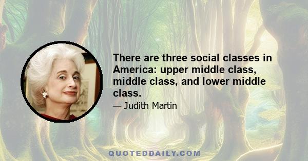 There are three social classes in America: upper middle class, middle class, and lower middle class.