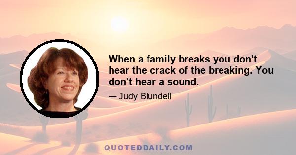 When a family breaks you don't hear the crack of the breaking. You don't hear a sound.