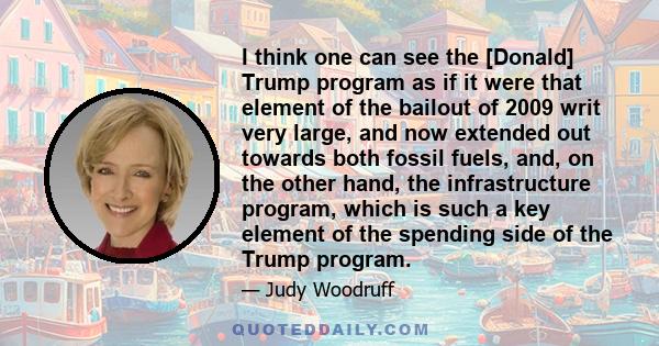 I think one can see the [Donald] Trump program as if it were that element of the bailout of 2009 writ very large, and now extended out towards both fossil fuels, and, on the other hand, the infrastructure program, which 