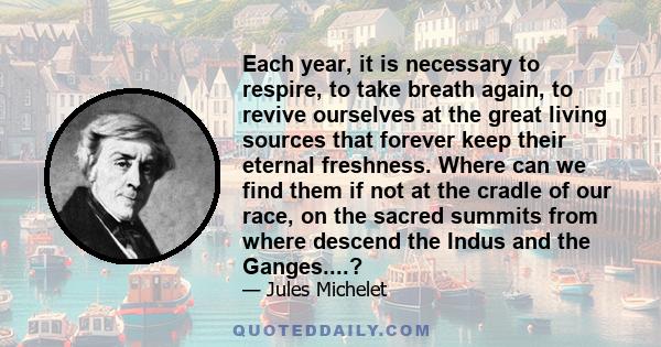 Each year, it is necessary to respire, to take breath again, to revive ourselves at the great living sources that forever keep their eternal freshness. Where can we find them if not at the cradle of our race, on the