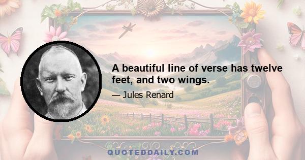 A beautiful line of verse has twelve feet, and two wings.