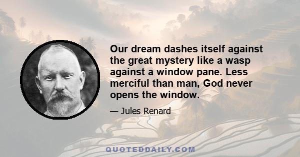 Our dream dashes itself against the great mystery like a wasp against a window pane. Less merciful than man, God never opens the window.