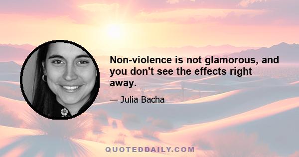 Non-violence is not glamorous, and you don't see the effects right away.