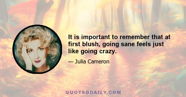 It is important to remember that at first blush, going sane feels just like going crazy.