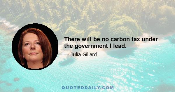 There will be no carbon tax under the government I lead.