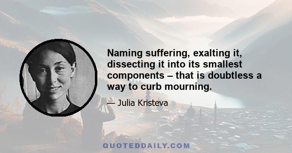 Naming suffering, exalting it, dissecting it into its smallest components – that is doubtless a way to curb mourning.