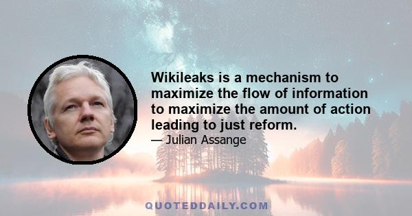 Wikileaks is a mechanism to maximize the flow of information to maximize the amount of action leading to just reform.