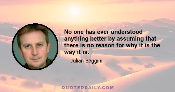 No one has ever understood anything better by assuming that there is no reason for why it is the way it is.