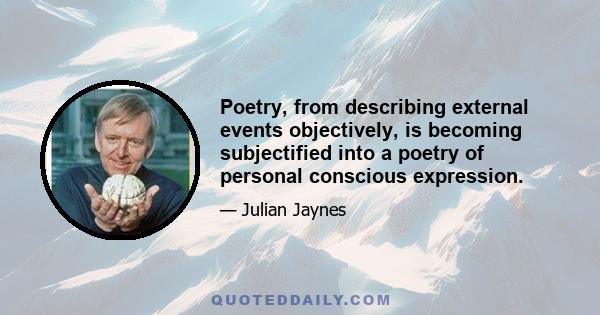 Poetry, from describing external events objectively, is becoming subjectified into a poetry of personal conscious expression.