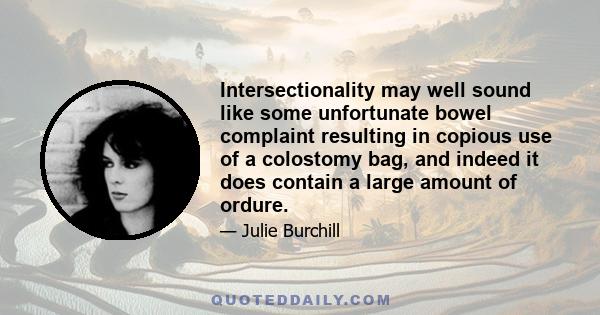 Intersectionality may well sound like some unfortunate bowel complaint resulting in copious use of a colostomy bag, and indeed it does contain a large amount of ordure.