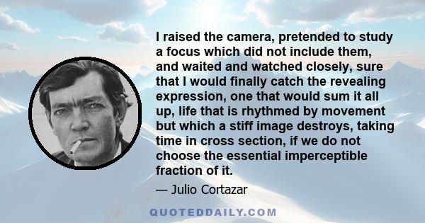 I raised the camera, pretended to study a focus which did not include them, and waited and watched closely, sure that I would finally catch the revealing expression, one that would sum it all up, life that is rhythmed