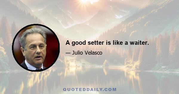 A good setter is like a waiter.