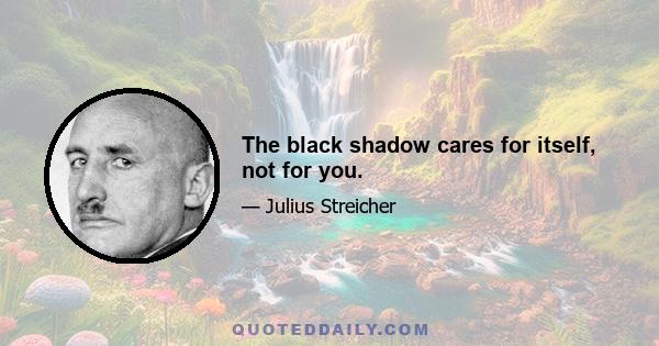 The black shadow cares for itself, not for you.