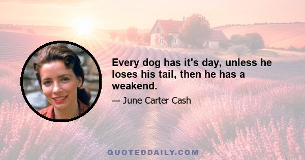 Every dog has it's day, unless he loses his tail, then he has a weakend.