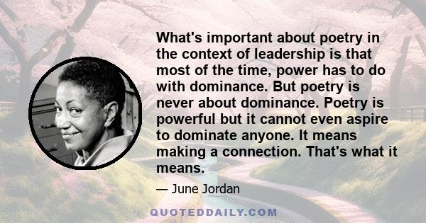 What's important about poetry in the context of leadership is that most of the time, power has to do with dominance. But poetry is never about dominance. Poetry is powerful but it cannot even aspire to dominate anyone.