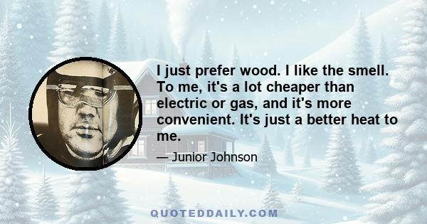 I just prefer wood. I like the smell. To me, it's a lot cheaper than electric or gas, and it's more convenient. It's just a better heat to me.