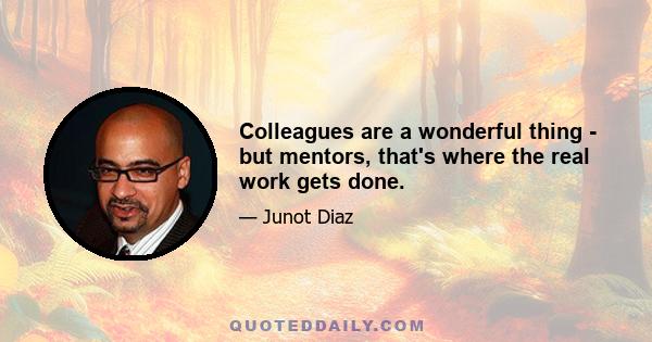 Colleagues are a wonderful thing - but mentors, that's where the real work gets done.