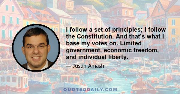 I follow a set of principles; I follow the Constitution. And that's what I base my votes on. Limited government, economic freedom, and individual liberty.