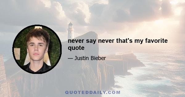 never say never that's my favorite quote