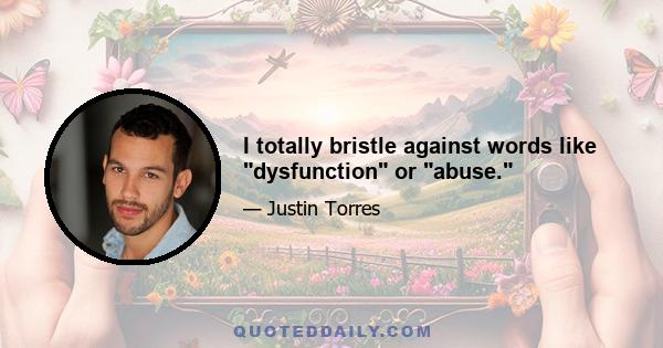 I totally bristle against words like dysfunction or abuse.