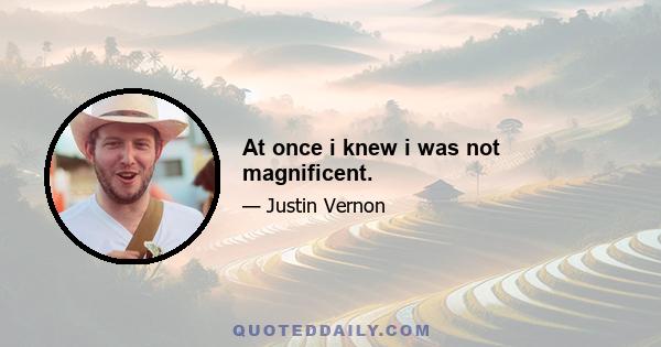 At once i knew i was not magnificent.