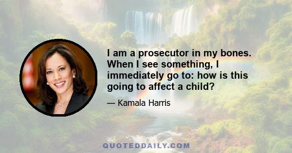 I am a prosecutor in my bones. When I see something, I immediately go to: how is this going to affect a child?