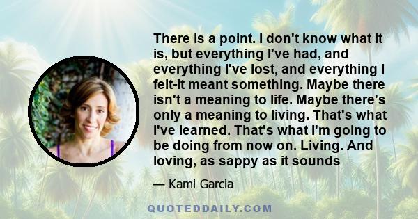 There is a point. I don't know what it is, but everything I've had, and everything I've lost, and everything I felt—it meant something.