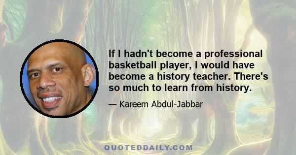 If I hadn't become a professional basketball player, I would have become a history teacher. There's so much to learn from history.