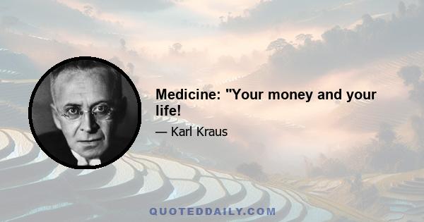 Medicine: Your money and your life!