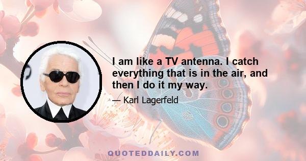 I am like a TV antenna. I catch everything that is in the air, and then I do it my way.