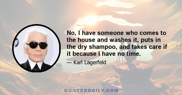 No, I have someone who comes to the house and washes it, puts in the dry shampoo, and takes care if it because I have no time.