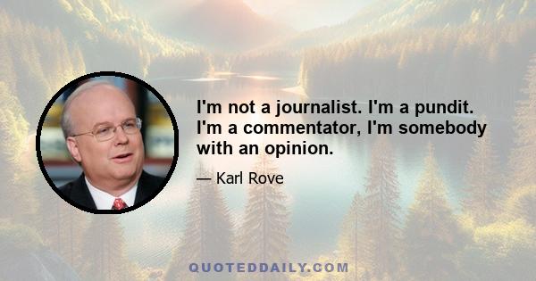 I'm not a journalist. I'm a pundit. I'm a commentator, I'm somebody with an opinion.