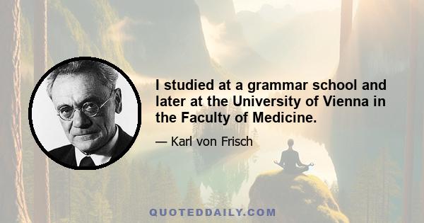 I studied at a grammar school and later at the University of Vienna in the Faculty of Medicine.