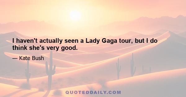 I haven't actually seen a Lady Gaga tour, but I do think she's very good.