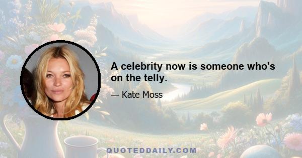 A celebrity now is someone who's on the telly.