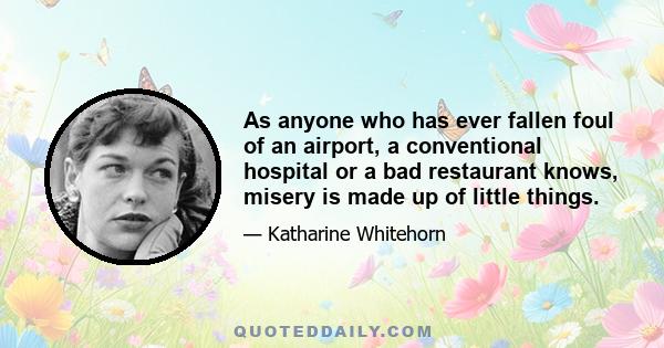 As anyone who has ever fallen foul of an airport, a conventional hospital or a bad restaurant knows, misery is made up of little things.