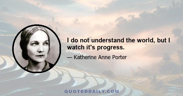 I do not understand the world, but I watch it's progress.