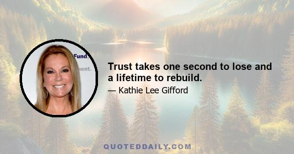 Trust takes one second to lose and a lifetime to rebuild.