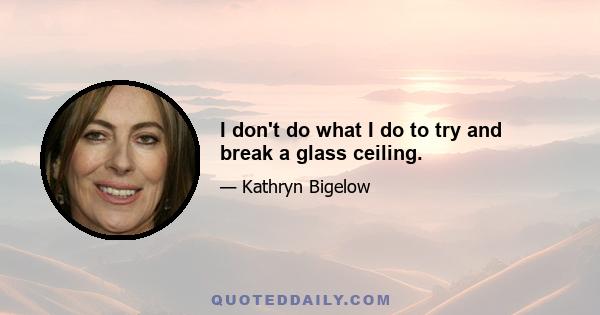 I don't do what I do to try and break a glass ceiling.