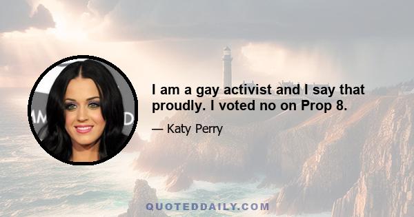 I am a gay activist and I say that proudly. I voted no on Prop 8.